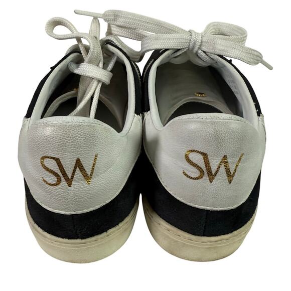 Stuart Weitzman Women's 8B Black & White Suede Leather Daryl Sneakers Shoes - Picture 5 of 8